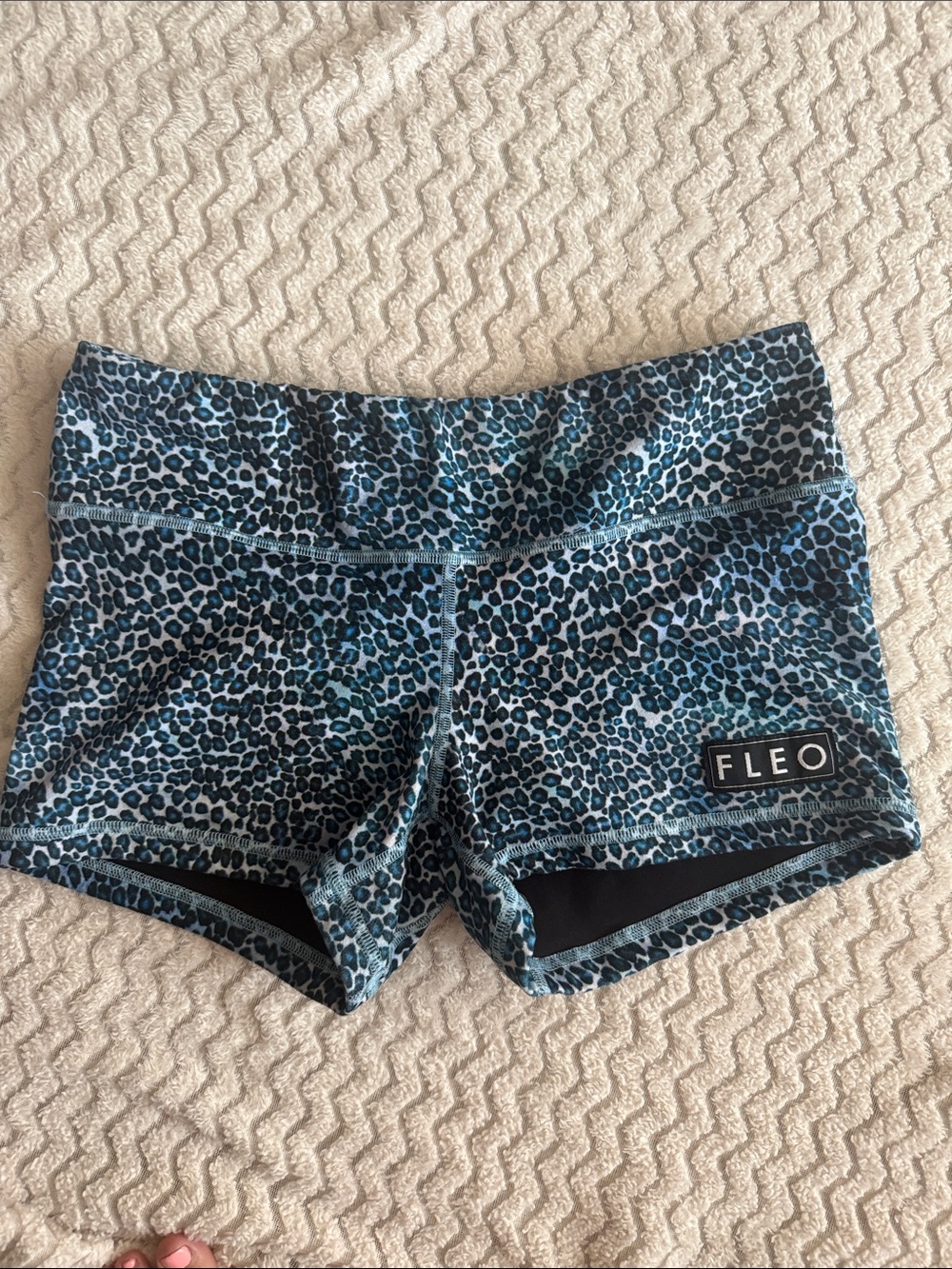 Fleo Teal and Navy Leopard Athletic Shorts